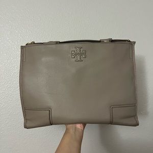 Tory Burch Ella leather work tote grey